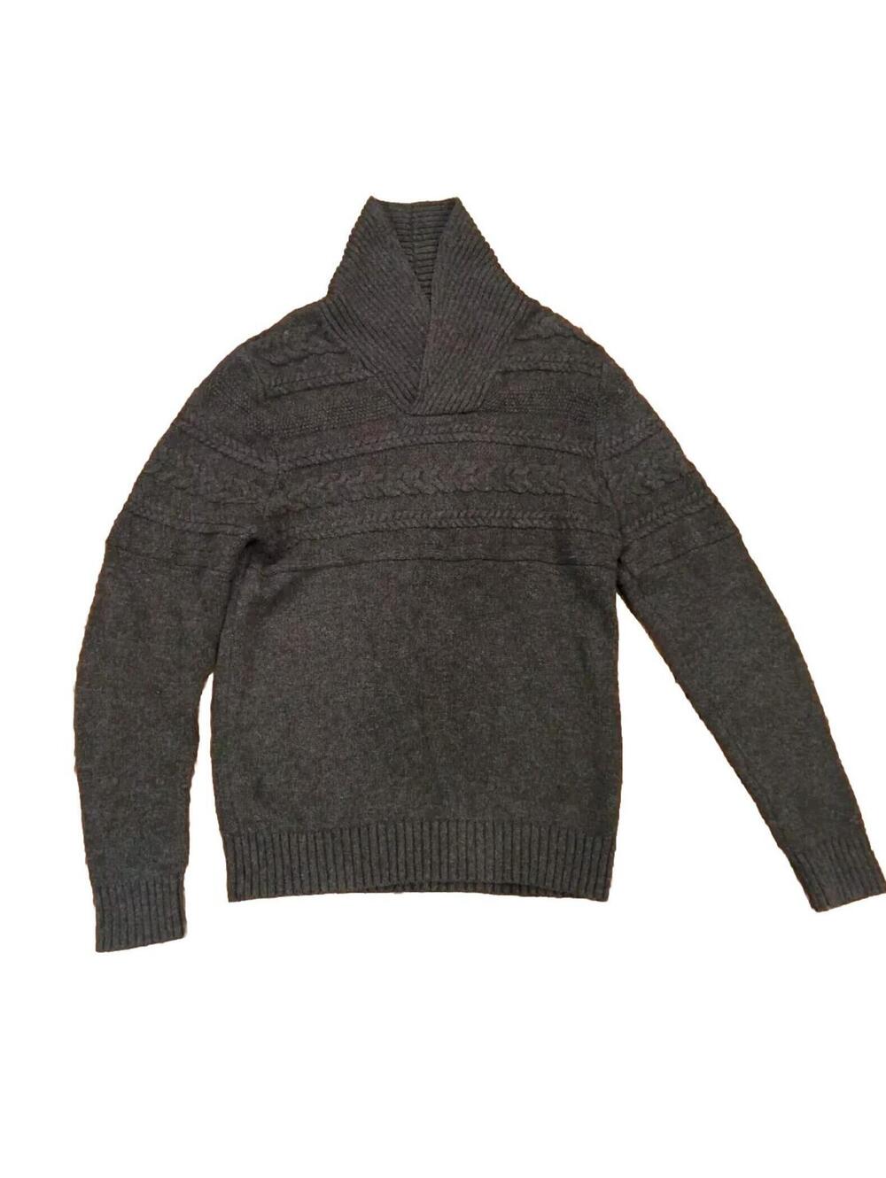 Marc Anthony Gray Sweater Mens S Pullover Shawl Collar Wool Blend Classic Warm